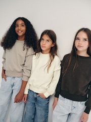 The Set 3 Pack Frill Sleeve Crew Sweatshirts Chocolate Brown/Mid Brown/Cream - Image 3 of 13