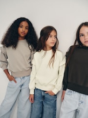 The Set 3 Pack Frill Sleeve Crew Sweatshirts Chocolate Brown/Mid Brown/Cream - Image 4 of 13