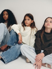 The Set 3 Pack Frill Sleeve Crew Sweatshirts Chocolate Brown/Mid Brown/Cream - Image 8 of 13