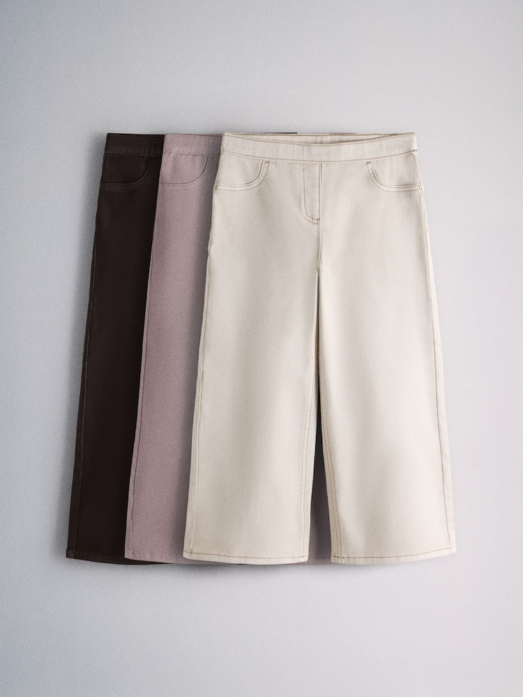 The Set Wide Leg Pull On Jeggings 3 Pack Purple/Lilac/Cream - Image 1 of 6 The Set Wide Leg Pull On Jeggings 3 Pack Purple/Lilac/Cream - Image 1 of 6