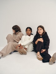 The Set Hoody Collared Button Sweatshirt Crew Wide Leg and Balloon leg Joggers 6 Piece Set Chocolate Brown/Mid Brown/Cream - Image 3 of 12