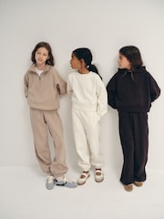 The Set Hoody Collared Button Sweatshirt Crew Wide Leg and Balloon leg Joggers 6 Piece Set Chocolate Brown/Mid Brown/Cream - Image 4 of 12