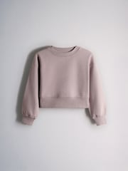 The Set 6 Piece Frill Crew Neck Long Sleeve Peplum Rib Flare Balloon Leg and Wide Leg T-Shirt and Joggers Set Purple/Lilac/Grey Marl - Image 13 of 18