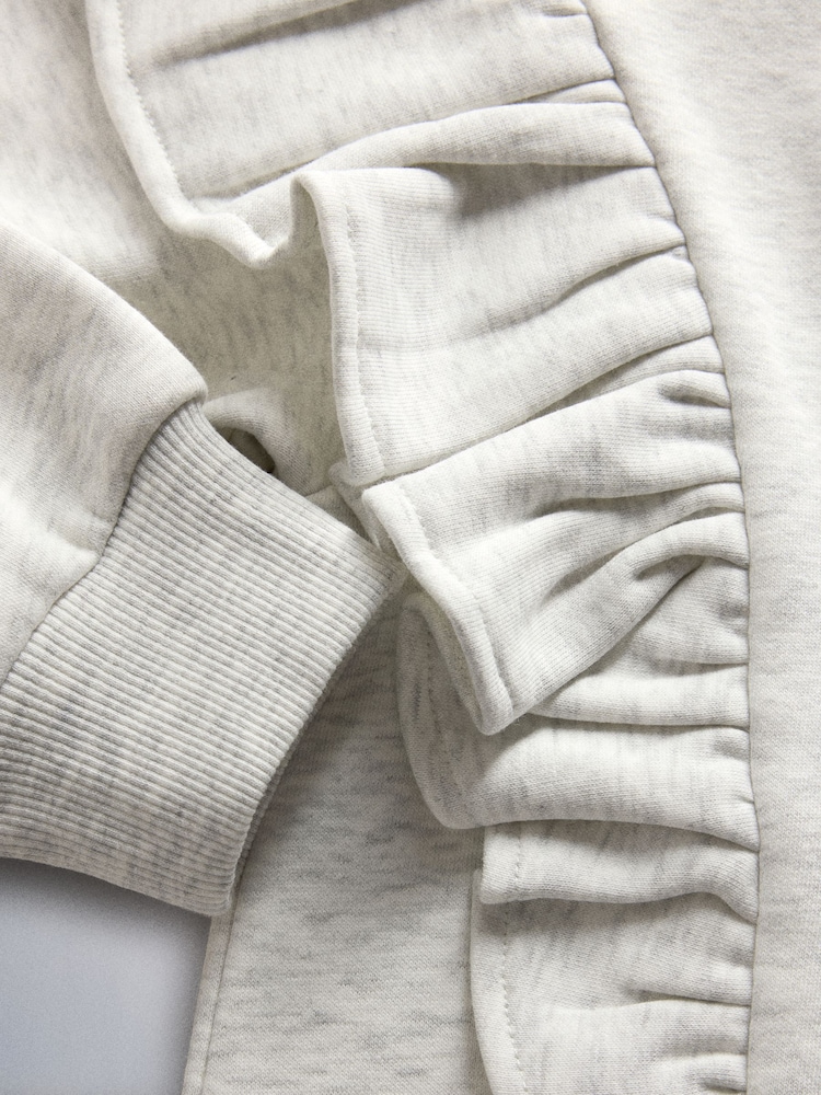 The Set 6 Piece Frill Crew Neck Long Sleeve Peplum Rib Flare Balloon Leg and Wide Leg T-Shirt and Joggers Set Purple/Lilac/Grey Marl - Image 18 of 18