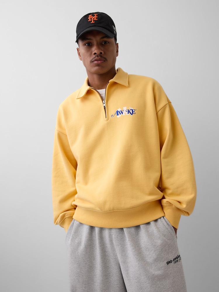 Gap x Awake NY Yellow Heavyweight Oversized Quarter-Zip Jumper - Image 1 of 5 Gap x Awake NY Yellow Heavyweight Oversized Quarter-Zip Jumper - Image 1 of 5