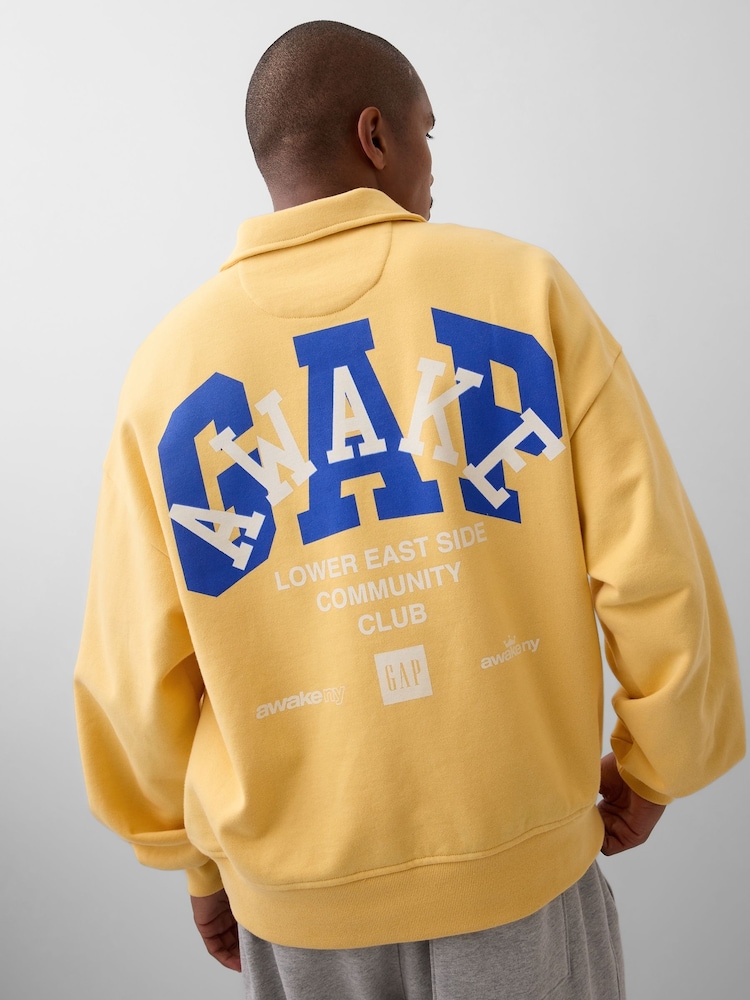 Gap x Awake NY Yellow Heavyweight Oversized Quarter-Zip Jumper - Image 2 of 5 Gap x Awake NY Yellow Heavyweight Oversized Quarter-Zip Jumper - Image 2 of 5
