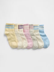 Gap Cream Slouchy Varsity Quarter Crew Socks 7 Pack - Image 1 of 1