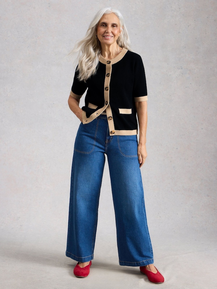 White Stuff Black Charlotte Short Sleeve Cardigan - Image 2 of 6