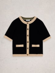 White Stuff Black Charlotte Short Sleeve Cardigan - Image 5 of 6