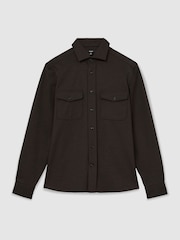 Reiss Brown Mcshane Twin-Pocket Button-Through Overshirt - Image 2 of 8