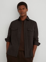 Reiss Brown Mcshane Twin-Pocket Button-Through Overshirt - Image 3 of 8