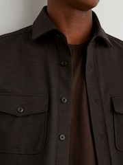 Reiss Brown Mcshane Twin-Pocket Button-Through Overshirt - Image 6 of 8