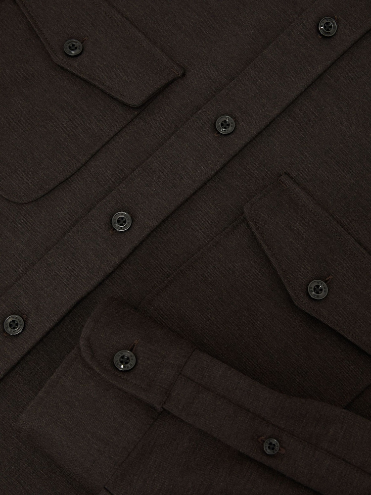 Reiss Brown Mcshane Twin-Pocket Button-Through Overshirt - Image 8 of 8 Reiss Brown Mcshane Twin-Pocket Button-Through Overshirt - Image 8 of 8