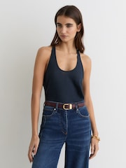 כחול כהה - Reiss Lidie Linen Racer-Back Vest - תמונה 5 מתוך 7