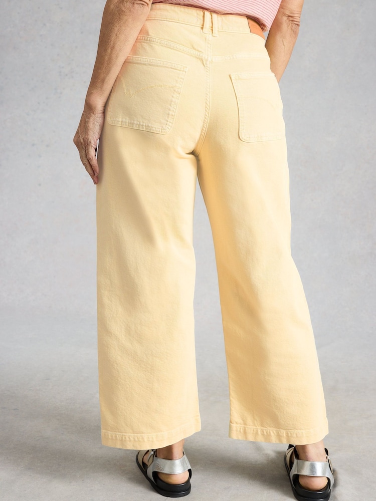 White Stuff Yellow Tia Wide Leg Crop Jeans - Image 2 of 6