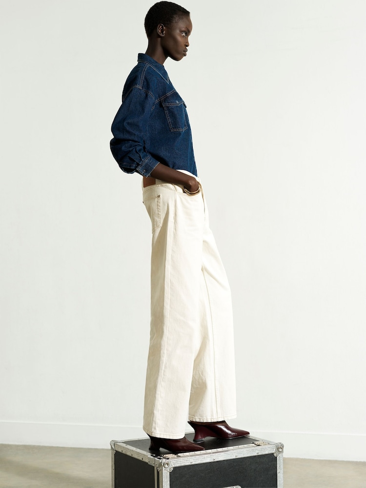 French Connection Blue Archie Denim Pocket Shirt - Image 2 of 8