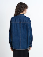 French Connection Blue Archie Denim Pocket Shirt - Image 4 of 8
