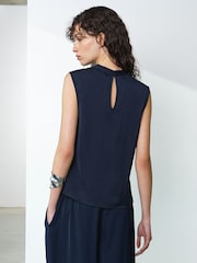 French Connection Blue Damasco Air Flow Sless Top - Image 2 of 6