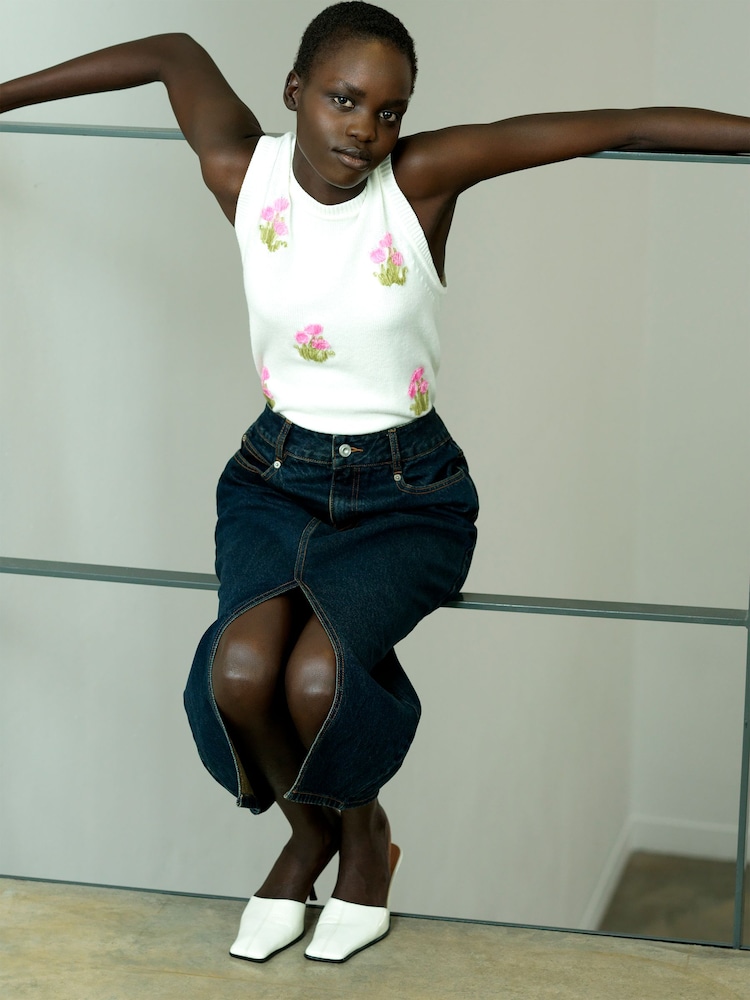 French Connection White Junie Floral Applique Vest - Image 1 of 7