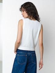 French Connection White Junie Floral Applique Vest - Image 3 of 7