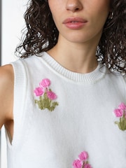 French Connection White Junie Floral Applique Vest - Image 4 of 7