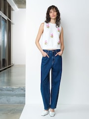 French Connection White Junie Floral Applique Vest - Image 5 of 7