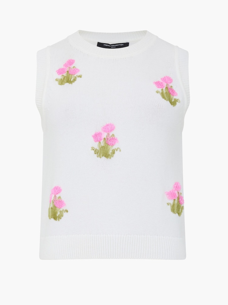 French Connection White Junie Floral Applique Vest - Image 7 of 7