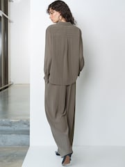 French Connection Green Erma Pinstripe Contrast Piping Western Yoke Top - Image 3 of 6