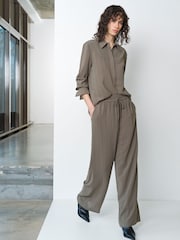 French Connection Green Erma Pinstripe Contrast Piping Western Yoke Top - Image 5 of 6