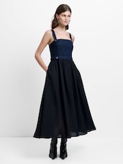French Connection Black Leighton Denim Midi Dress - Image 1 of 6