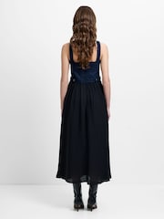 French Connection Black Leighton Denim Midi Dress - Image 2 of 6