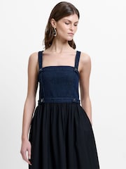 French Connection Black Leighton Denim Midi Dress - Image 3 of 6