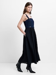 French Connection Black Leighton Denim Midi Dress - Image 5 of 6
