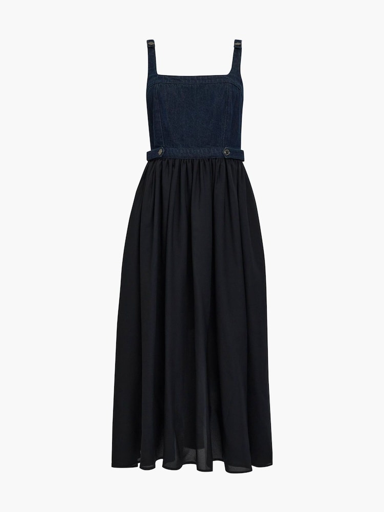 French Connection Black Leighton Denim Midi Dress - Image 6 of 6