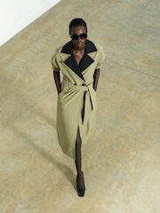 French Connection Green Kaci Double Collar Trench Coat - Image 1 of 9