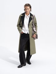 French Connection Green Kaci Double Collar Trench Coat - Image 2 of 9