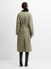 French Connection Green Kaci Double Collar Trench Coat - Image 4 of 9