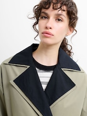 French Connection Green Kaci Double Collar Trench Coat - Image 6 of 9