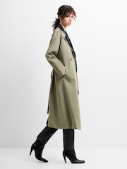 French Connection Green Kaci Double Collar Trench Coat - Image 8 of 9