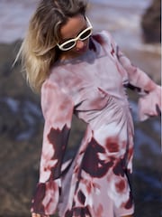 Religion Pink Corinne Cute Mini Dress With Flute Sleeve In Soft Floral Print - Image 6 of 8