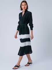 Religion Black Tory Tunic Beach Shirt Dress Cover Up In Floral Print With Tie Belt - Image 2 of 7