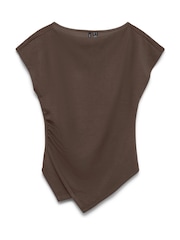 VERO MODA Brown Short Sleeve Asymmetrical Top - Image 5 of 5