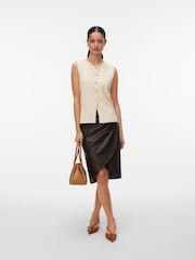 VERO MODA Cream Knitted Sleeveless Button Through Vest - Image 2 of 5