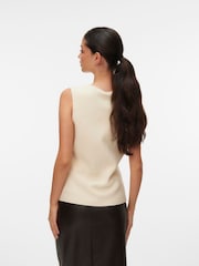 VERO MODA Cream Knitted Sleeveless Button Through Vest - Image 3 of 5
