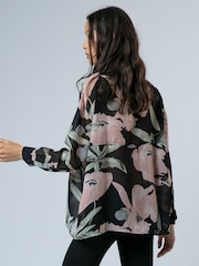 Religion Black Oversized Ava Shirt in Beautiful Floral Prime Print and Bead Detail - Image 4 of 4