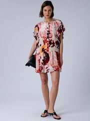 Religion Pink Ara Tunic Dress with Ruffle Sleeves and Lace Trim - Image 3 of 7