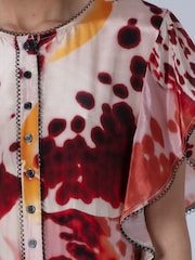 Religion Pink Ara Tunic Dress with Ruffle Sleeves and Lace Trim - Image 5 of 7