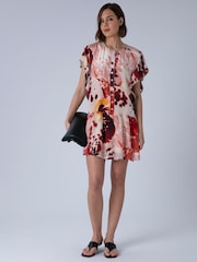 Religion Pink Ara Tunic Dress with Ruffle Sleeves and Lace Trim - Image 6 of 7