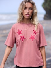 Religion Orange Boxy T-Shirt In Overdyed Lime With No Sun No Fun Embroidery - Image 1 of 8