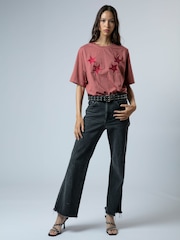 Religion Orange Boxy T-Shirt In Overdyed Lime With No Sun No Fun Embroidery - Image 5 of 8